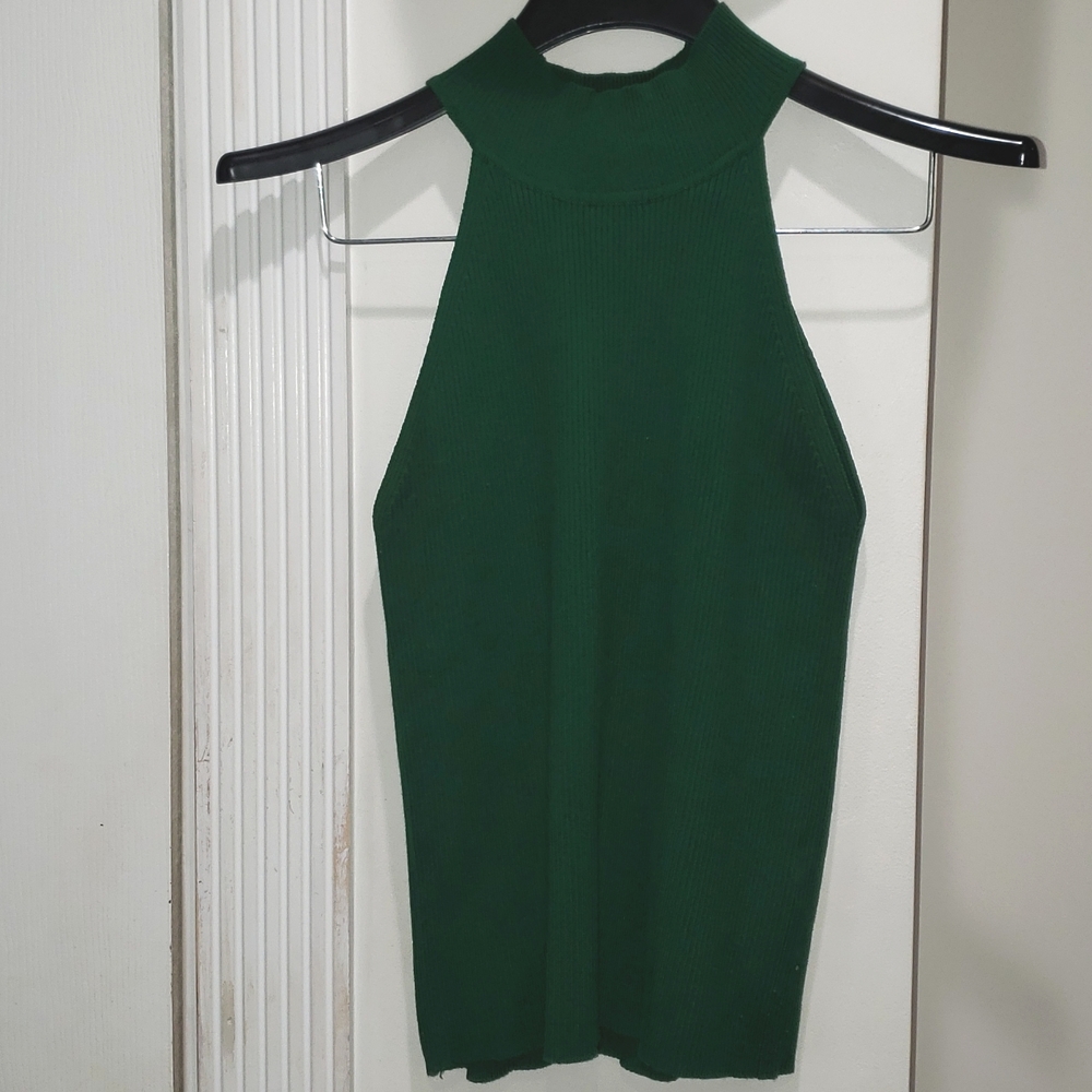 Zara Green Ribbed Racer Back Top